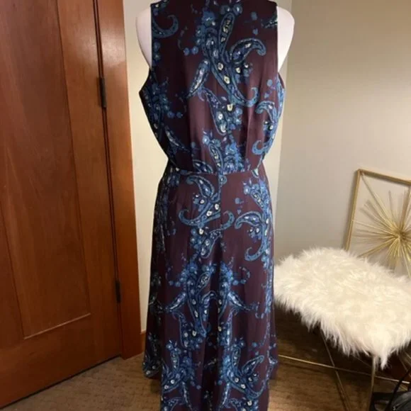 CAbi Paisley Treasure Floral/Paisley Style 3461 V-Neck Midi Dress w/Pockets SZ 4 - Picture 8 of 13